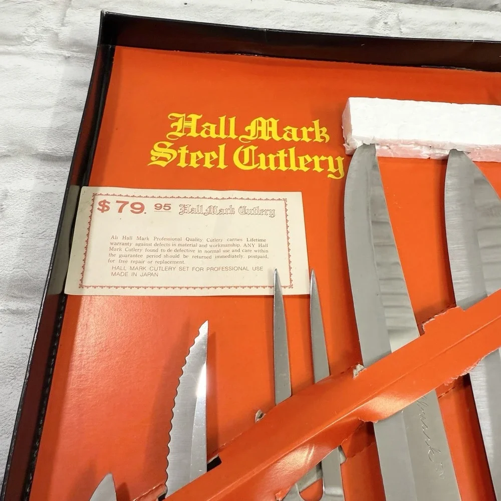 Vintage 1983 Hallmark Steel Cutlery 6 Piece Wood Handle Knifes Set No 344 - NEW